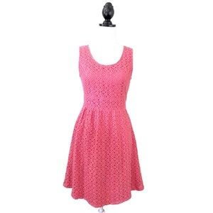 LOFT Pink Lace Midi Dress